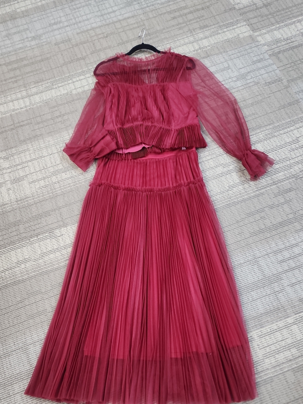 ME+EM Raspberry Pink Pleated Two-Piece Dress